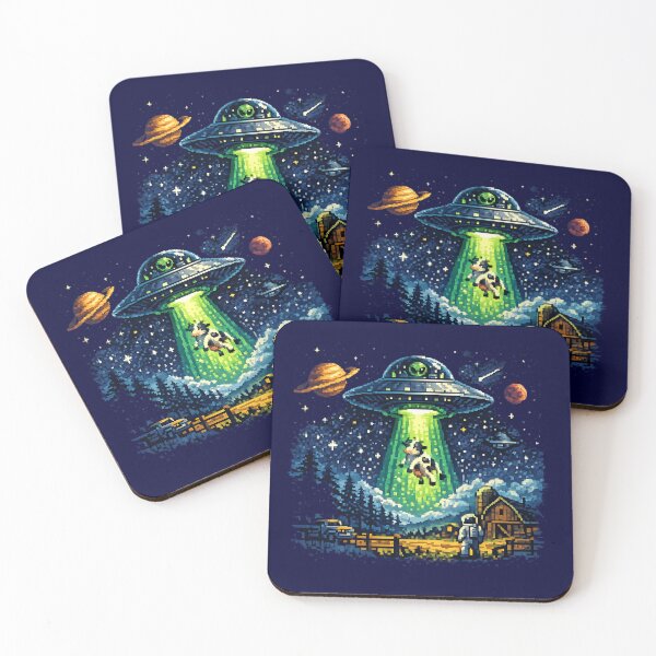 Item preview, Retro Pixel UFO Cow Abduction designed and sold by NucciCollective.