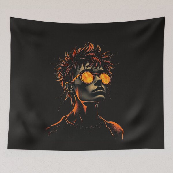 Item preview, Cyberpunk Steampunk Aviator Neon Boy Portrait designed and sold by ERODED SELF.