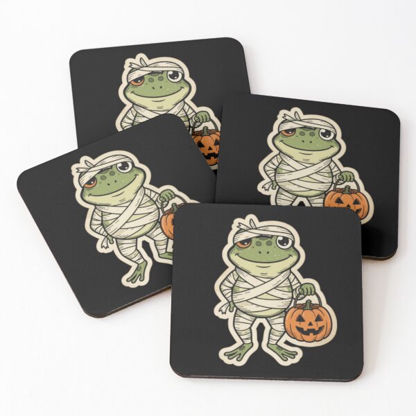 Item preview, Kawaii Mummy Frog Holding A Pumpkin Illustration | Cute & Spooky Halloween Sticker designed and sold by TheArtsyUniverse.