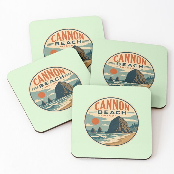 Item preview, Cannon Beach, Oregon vintage travel badge featuring Haystack Rock designed and sold by Rue Design Company.
