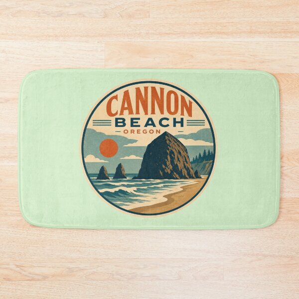 Item preview, Cannon Beach, Oregon vintage travel badge featuring Haystack Rock designed and sold by Rue Design Company.