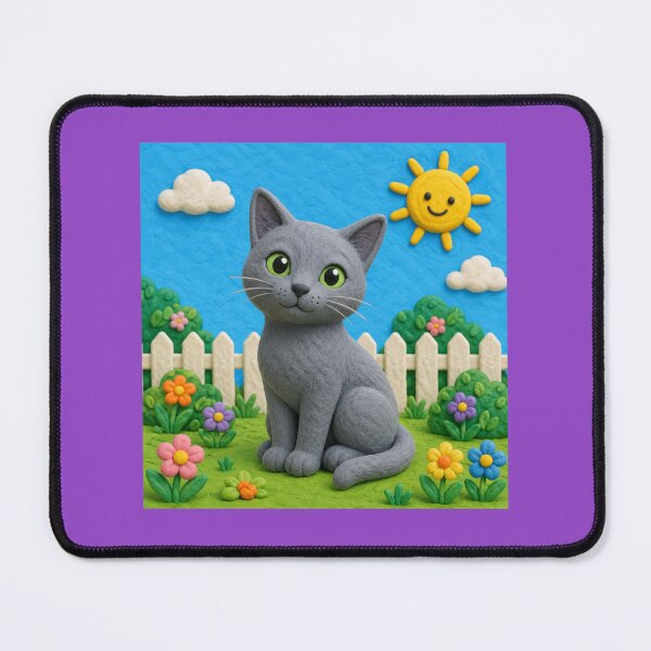 Item preview, Russian Blue cat - clay designed and sold by AcornAndPebble.