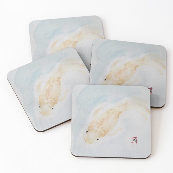 Item preview, White Koi Fish Watercolor Painting designed and sold by Midnight  Madness Arts.