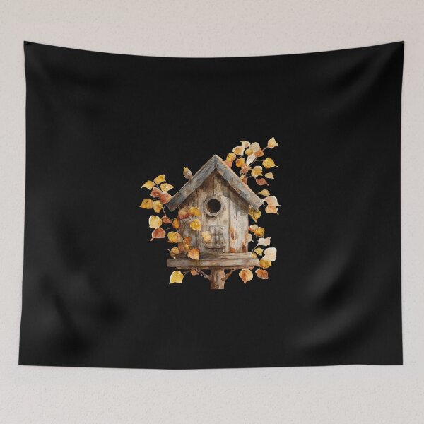 Item preview, Rustic Birdhouse with Autumn Leaves designed and sold by Hillonmary.