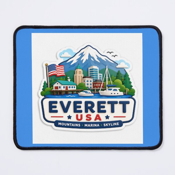 Item preview, Everett USA Cute Skyline 3D Label  Label Text  EVERETT USA ??  designed and sold by PaintMeWorld.
