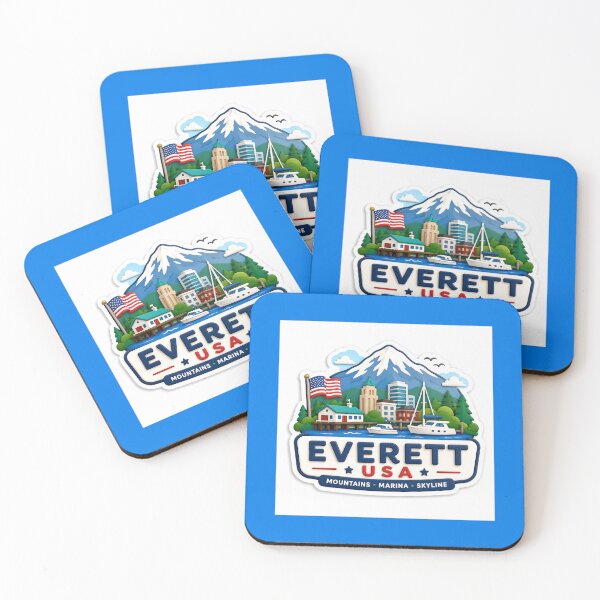 Item preview, Everett USA Cute Skyline 3D Label  Label Text  EVERETT USA ??  designed and sold by PaintMeWorld.