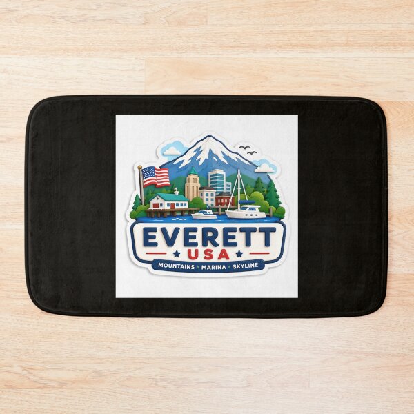 Item preview, Everett USA Cute Skyline 3D Label  Label Text  EVERETT USA ??  designed and sold by PaintMeWorld.