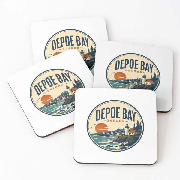 Item preview, Depoe Bay Oregon lighthouse coastal sunset town illustration designed and sold by Rue Design Company.