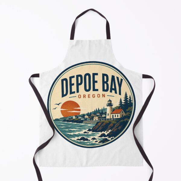 Item preview, Depoe Bay Oregon lighthouse coastal sunset town illustration designed and sold by Rue Design Company.