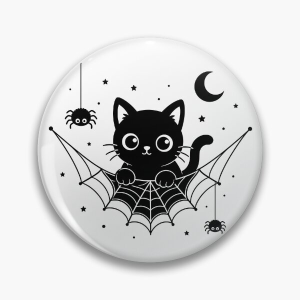 Item preview, Spider Web Black Cat Sticker | Cute Halloween Cat | Minimalist Spooky Design designed and sold by Sunday.Supply.