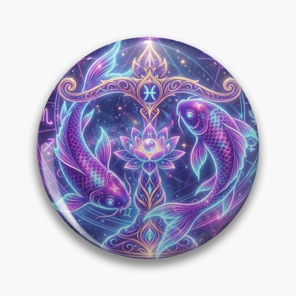 Item preview, Neon Cosmic Pisces Koi Fish - Astral Zodiac Water Sign designed and sold by 303 Visionary Prints .