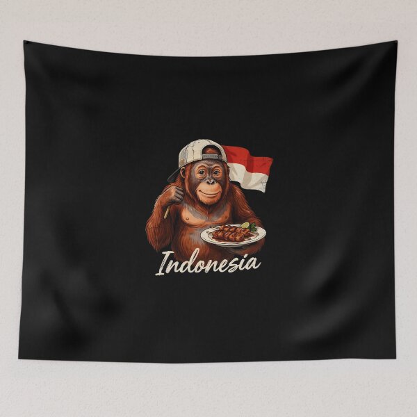 Item preview, Indonesia Orangutan Indonesian Flag Satay Skewer Mascot designed and sold by Enea Kelo.