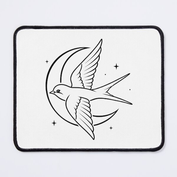 Item preview, Swallow and Crescent Moon Line Art designed and sold by ArtPer-design.