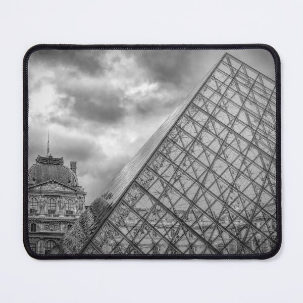 Item preview, Paris, France - Louvre Pyramid and Historic Palace in Black and White designed and sold by jrtwynam.
