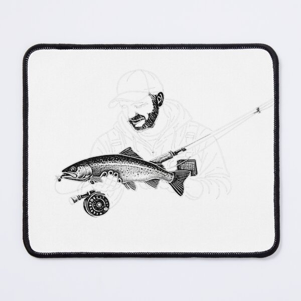 Item preview, Minimalist Fly Fisherman & Trout Line Art designed and sold by Tee Visions.