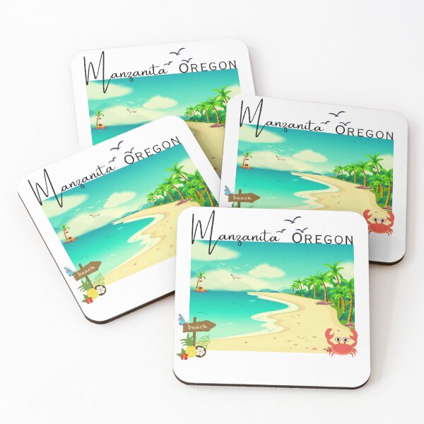 Item preview, Manzanita Oregon Beach Sunset Lighthouse Palm Trees Coastal Design designed and sold by DonnaRaine.