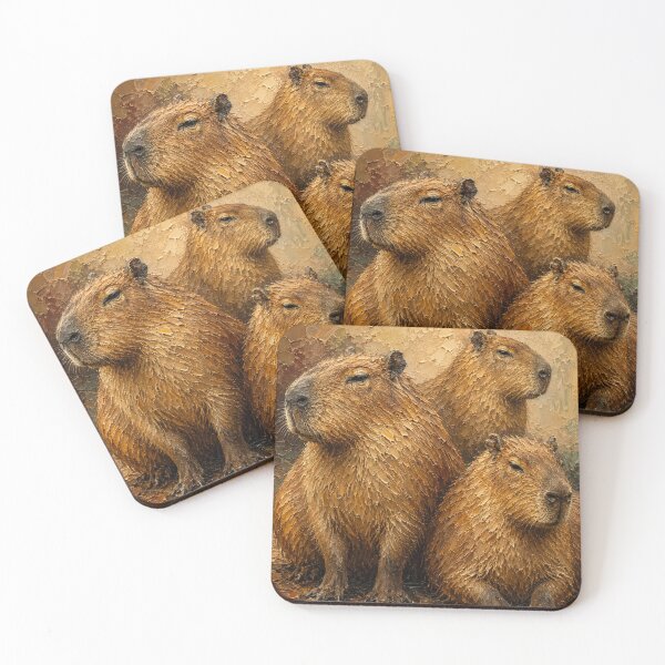 Item preview, Capybara Family Impasto Painting for Animal and Wildlife Lovers designed and sold by TM DESIGNS AND MORE.