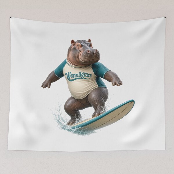 Item preview, Surfing Hippo Gift designed and sold by Wenvilgrace.