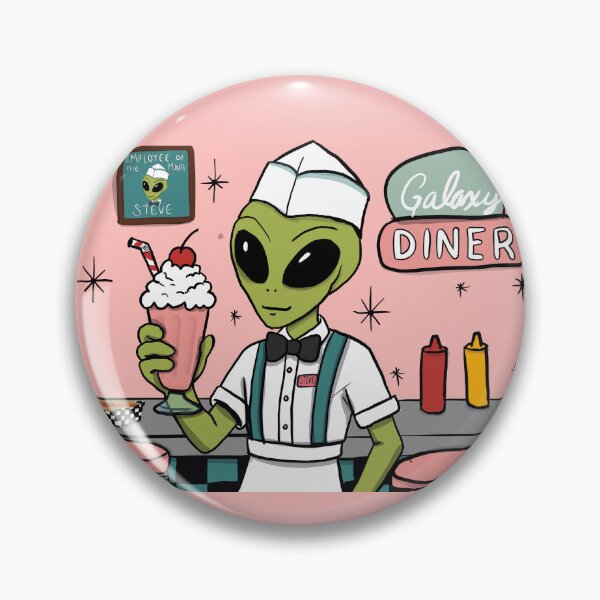 Item preview, Steve the Soda Jerk Alien | Retro Galaxy Diner Milkshake Art designed and sold by Let There Be Art Studio.