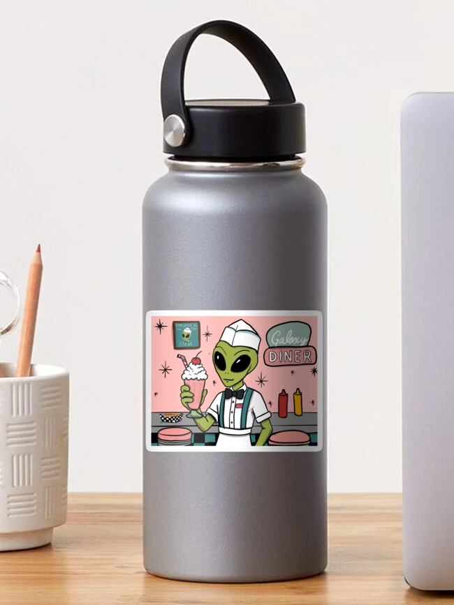 "Steve the Soda Jerk Alien | Retro Galaxy Diner Milkshake Art" Sticker ...