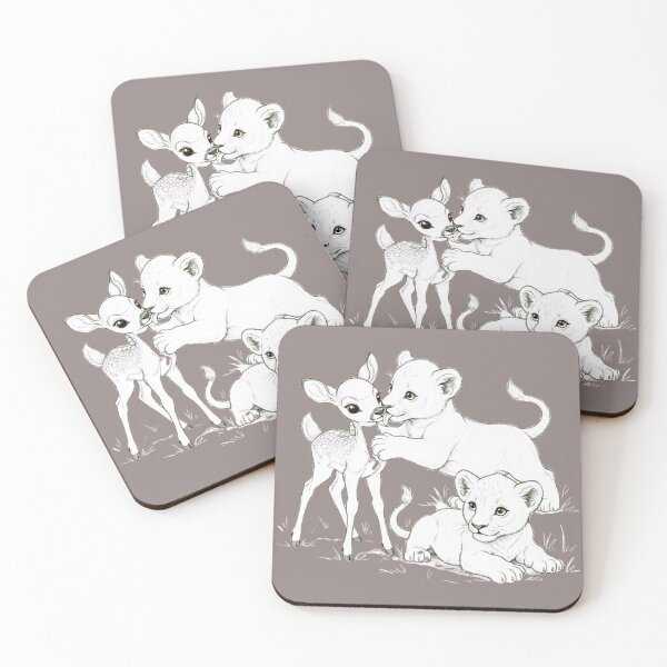 Item preview, Unlikely Friends — Baby Lion & Fawn Pencil Art designed and sold by NewGen-For-You.