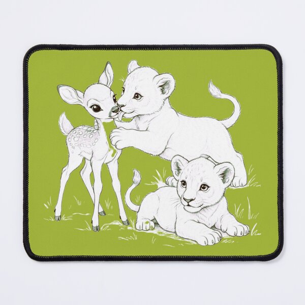 Item preview, Unlikely Friends — Baby Lion & Fawn Pencil Art designed and sold by NewGen-For-You.