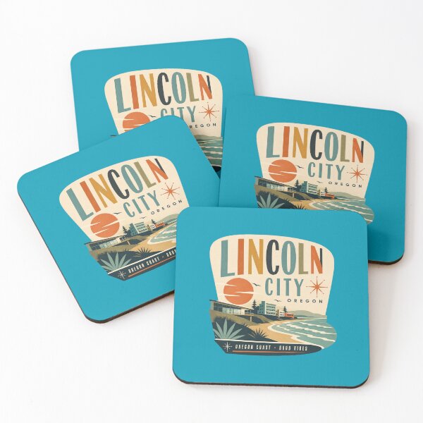 Item preview, Lincoln City, Oregon retro coast travel poster designed and sold by Rue Design Company.