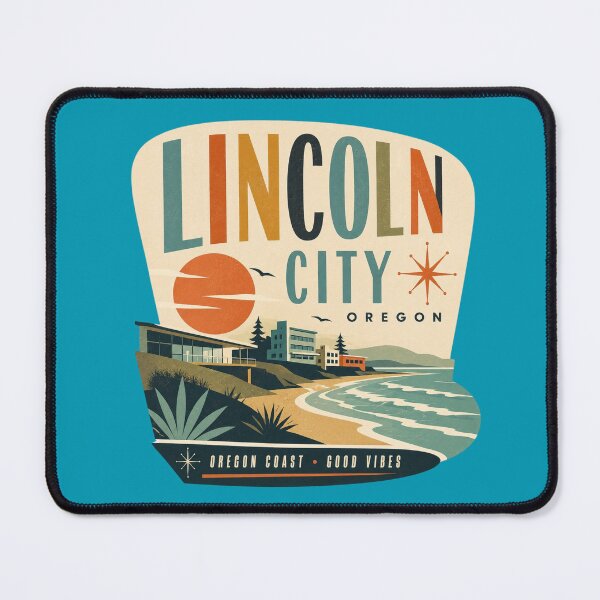 Item preview, Lincoln City, Oregon retro coast travel poster designed and sold by Rue Design Company.