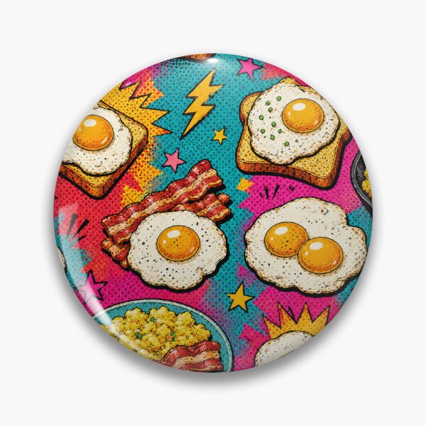 Item preview, Breakfast Food Pop Art Pattern with Fried Eggs Bacon and Toast designed and sold by TM DESIGNS AND MORE.
