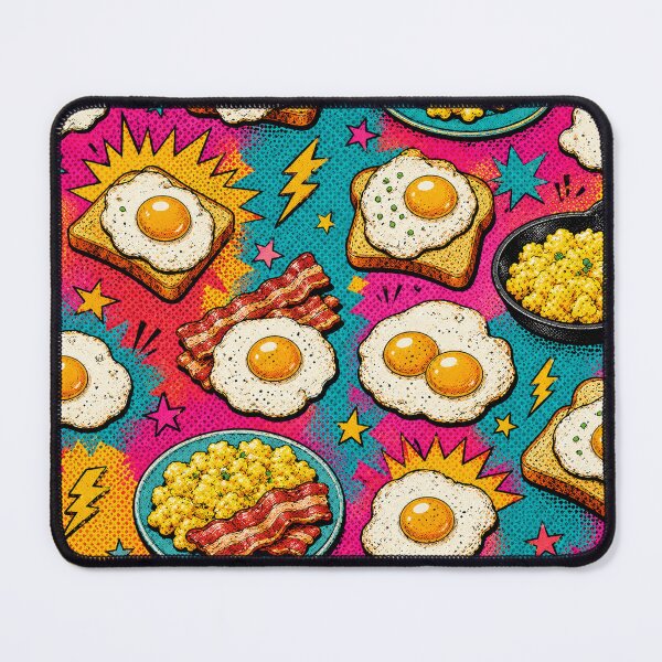 Item preview, Breakfast Food Pop Art Pattern with Fried Eggs Bacon and Toast designed and sold by TM DESIGNS AND MORE.