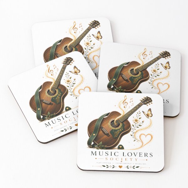 Item preview, Music Lovers Society Acoustic Guitar | Elegant Guitar Lover Gift | Musician Art | Folk Music Illustration | Guitar Player Design designed and sold by Digital Culture Studio.