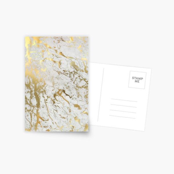Gold marble on white (original height quality print) Postcard