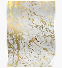 Gold Marmor auf Weiß (Original Höhe Qualitätsdruck) Poster