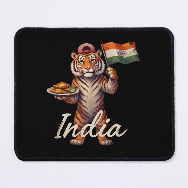 Item preview, India Bengal Tiger Flag Crispy Samosa Plate Mascot designed and sold by Enea Kelo.