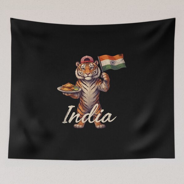 Item preview, India Bengal Tiger Flag Crispy Samosa Plate Mascot designed and sold by Enea Kelo.