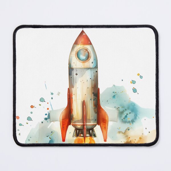 Item preview, Watercolor Rocket Launching with Fire Trail designed and sold by Chris Art Printing.