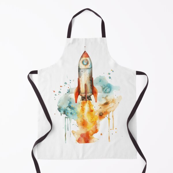 Item preview, Watercolor Rocket Launching with Fire Trail designed and sold by Chris Art Printing.