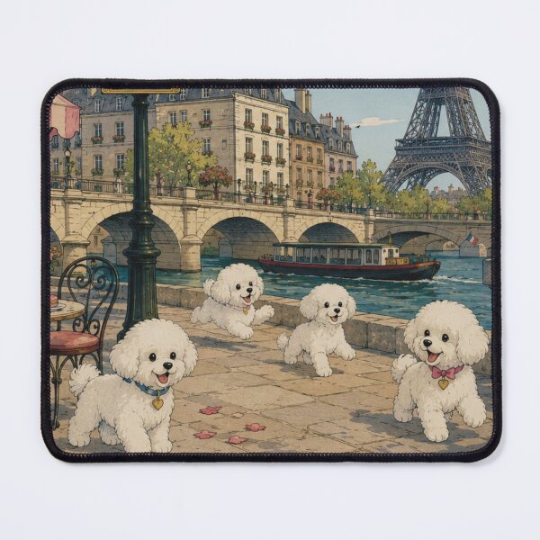 Item preview, Puppies in Paris - Cute French Cafe & Eiffel Tower designed and sold by CaseyMichelleArt.