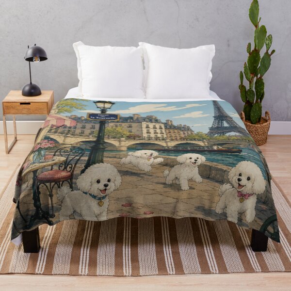 Item preview, Puppies in Paris - Cute French Cafe & Eiffel Tower designed and sold by CaseyMichelleArt.