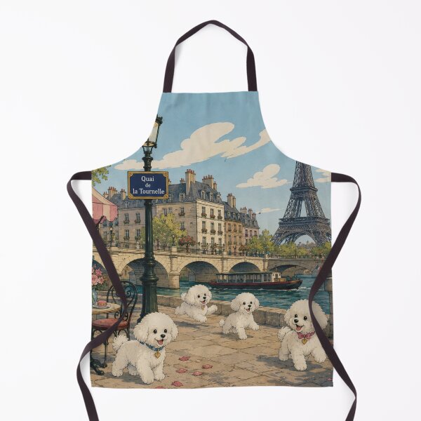 Item preview, Puppies in Paris - Cute French Cafe & Eiffel Tower designed and sold by CaseyMichelleArt.