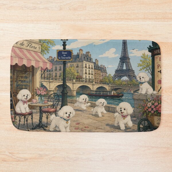 Item preview, Puppies in Paris - Cute French Cafe & Eiffel Tower  designed and sold by CaseyMichelleArt.
