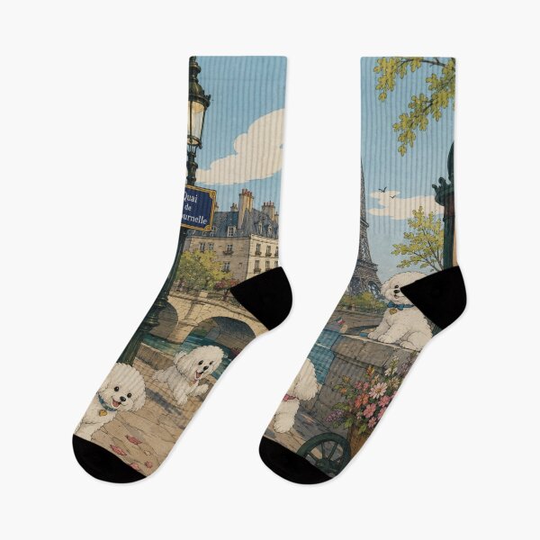 Item preview, Puppies in Paris - Cute French Cafe & Eiffel Tower  designed and sold by CaseyMichelleArt.
