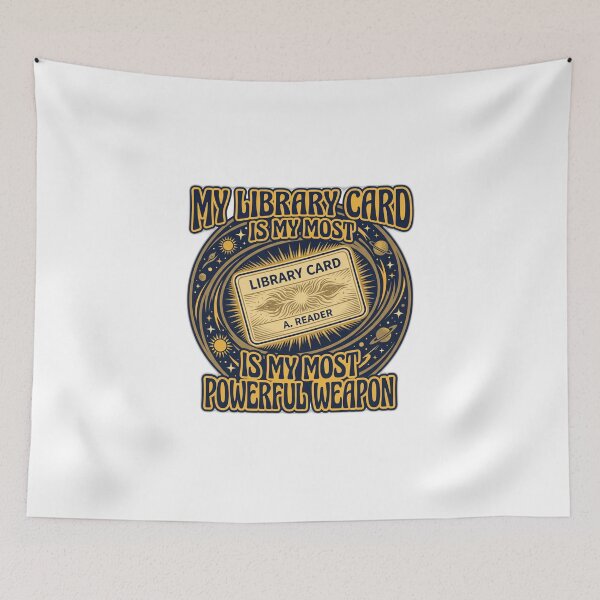 Item preview, My Library Card Is My Most Powerful Weapon Retro designed and sold by ryanguas.