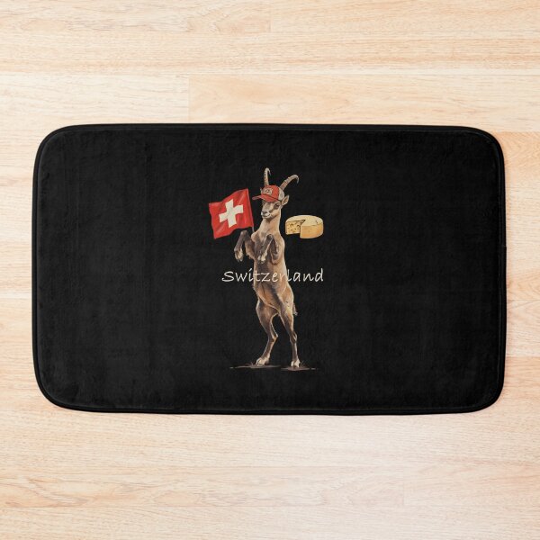 Item preview, Switzerland Alpine Ibex Swiss Flag Wheel Cheese Mascot designed and sold by Enea Kelo.