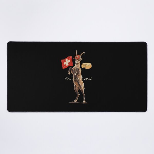 Item preview, Switzerland Alpine Ibex Swiss Flag Wheel Cheese Mascot designed and sold by Enea Kelo.
