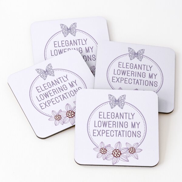 Item preview, Elegantly Lowering My Expectations - Funny Sarcastic Lavender Floral Badge designed and sold by the-Z3nith.