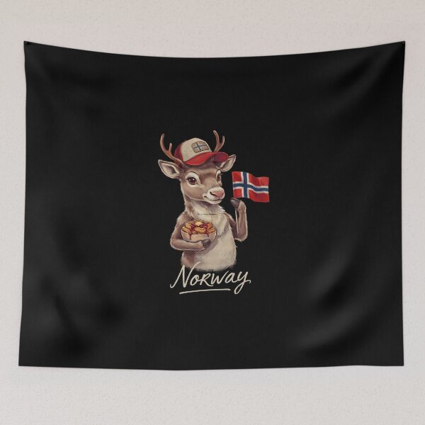 Item preview, Norway Reindeer Norwegian Flag Heart Waffle Jam Mascot designed and sold by Enea Kelo.