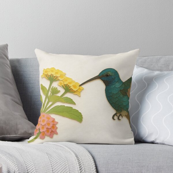Item preview, Hummingbird Drinking Nectar from Flowers Illustration designed and sold by BlueBerry45.
