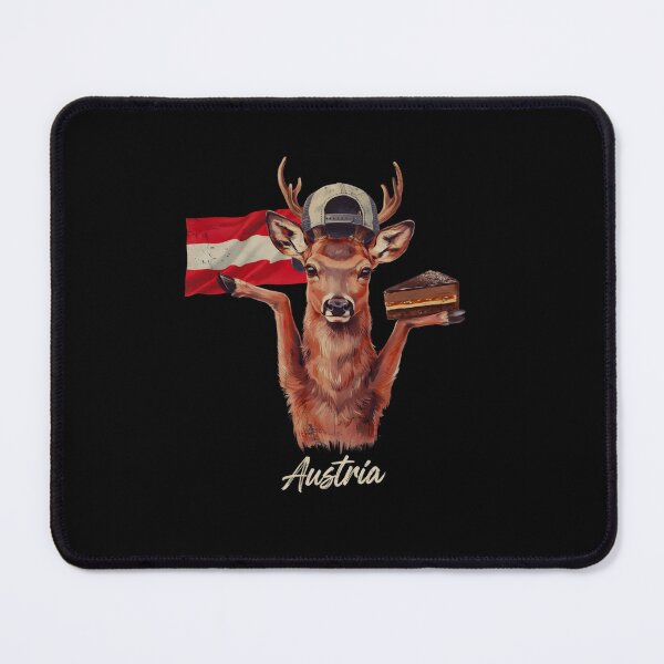 Item preview, Austria Red Deer Austrian Flag Sachertorte Chocolate Slice Mascot designed and sold by Enea Kelo.
