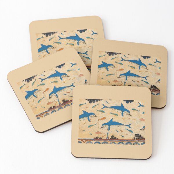 Item preview, Ancient Dolphin Fresco Pattern | Mediterranean Marine Art on Aged Parchment designed and sold by PassatoeTela.